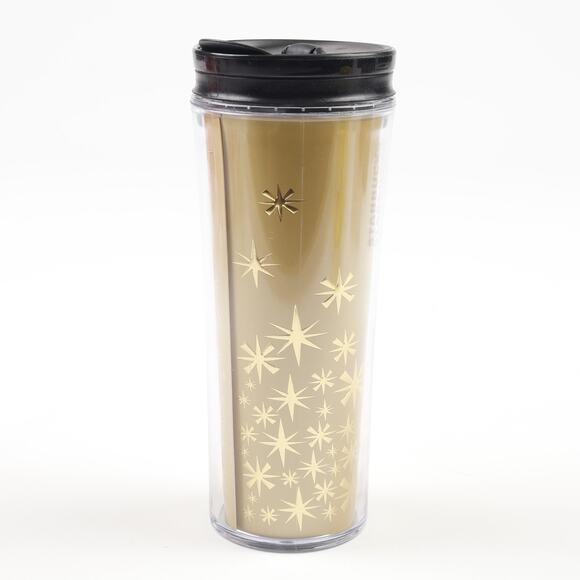 Starbucks Coffee 2011 Christmas Snowflake Star 12oz Travel Mug Gold - Picture 6 of 9